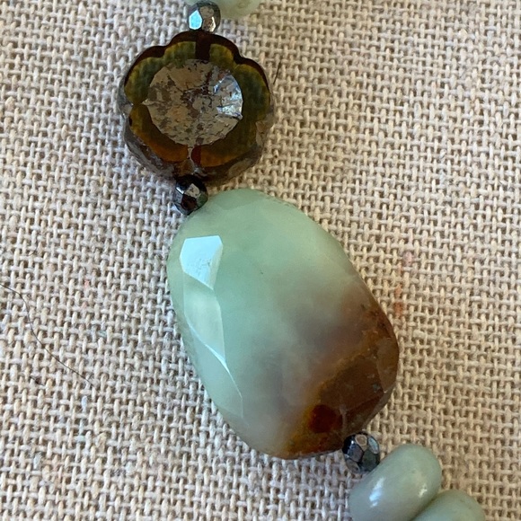 New Boho Chrysoprase Quartz & Amazonite Necklace w verdigris copper pendant … - Picture 5 of 11